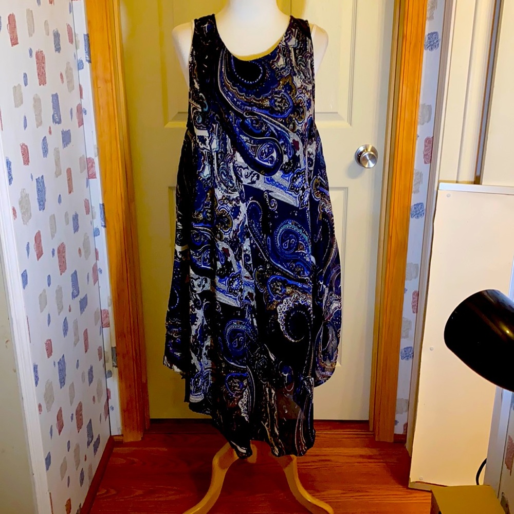 Paisley sheer high low dress